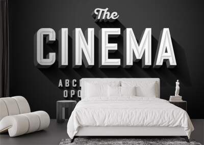 Old movie title vintage font design, retro style alphabet letters and numbers Wall mural