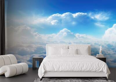 Panoramic view of the sky with fluffy clouds Wall mural