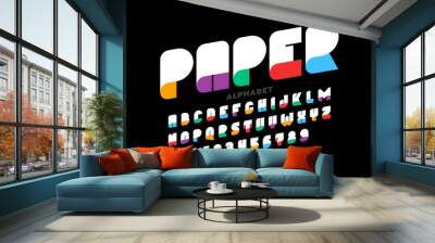 Paper craft style font design, alphabet letters and numbers Wall mural