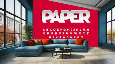 Paper cut-out style font design, alphabet letters and numbers Wall mural