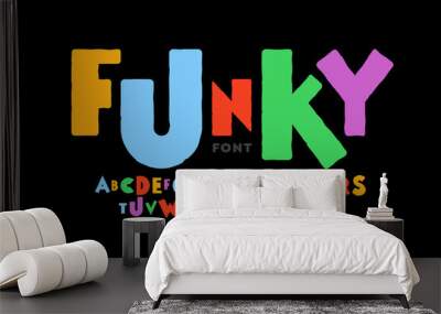 playful style font design, childish alphabet letters and numbers vector illustration Wall mural