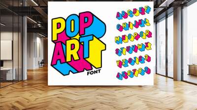 Pop art style font design, alphabet letters and numbers vector illustration Wall mural