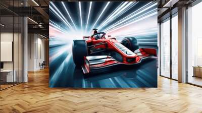 Race car on the race track. Generative AI Wall mural