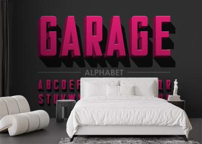 Retro style condensed typeface, vintage alphabet letters and numbers Wall mural