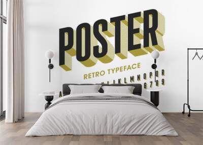 Retro style font design, alphabet letters and numbers Wall mural