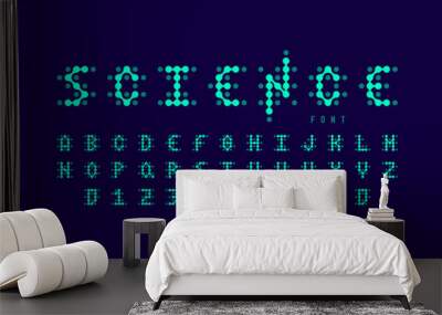 Science style font, alphabet letters and numbers Wall mural