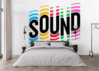 Sound wave rhythm font design, alphabet letters and numbers vector illustration Wall mural