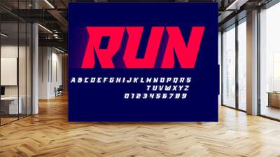 sport style modern font, alphabet letters and numbers Wall mural