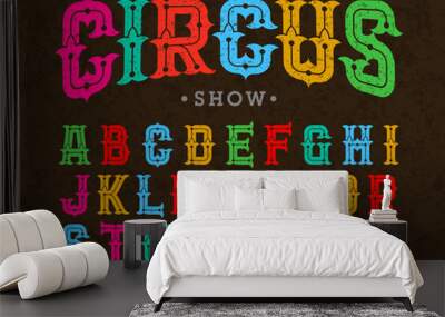 Vintage style typeface, Circus show font  Wall mural