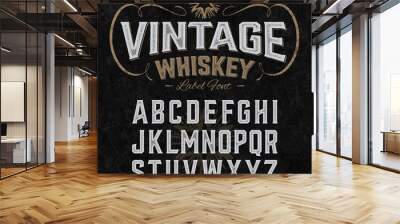 Vintage whiskey label font with sample design. Ideal for any design in vintage style.  Wall mural