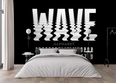 Water waves style font design, ripple effect alphabet letters and numbers Wall mural