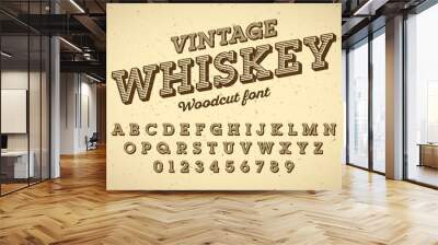 Woodcut style vintage font Wall mural