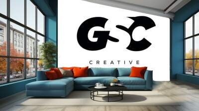 GSC letters negative space logo design. creative typography monogram vector Wall mural