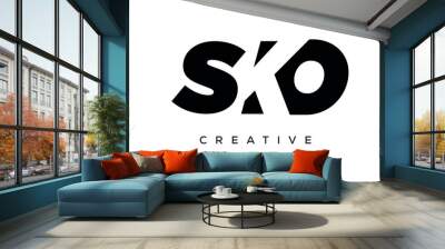 SKO letters negative space logo design. creative typography monogram vector Wall mural