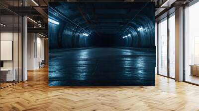 Empty underground background with blue lighting with space for text or product Wall mural