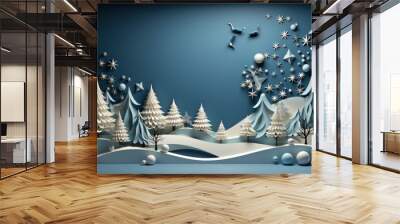 Merry Christmas Festival Soft Blue Greeting Background, Merry Christmas Background ,Hd Background Wall mural