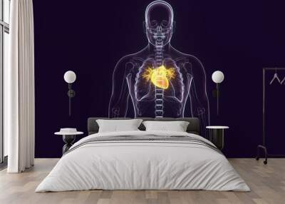 3D Illustration of Human Circulatory System Heart Anatomy Wall mural