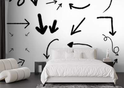 Set of simple arrow icons. Handwriting, lines, top and bottom, left and right Wall mural