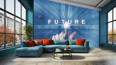 hand clicking on future button Wall mural