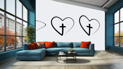 Cross Christ icons set. Decorated crosses signs or symbols. Vector Wall mural