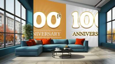 100th Anniversary Background - 100 years Celebration gold and Silver. Eps10 Vector. Wall mural