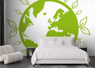 Green earth planet concept. Transparent png. Wall mural