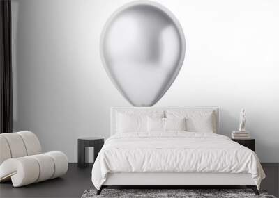 Silver helium birthday balloon on transparent background. Generative ai design. Wall mural