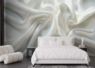 White Draped Fabric Texture. Wall mural