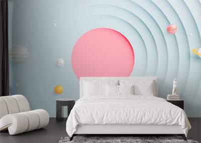 Solar system paper art style background Wall mural