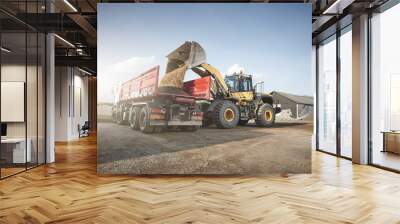 Excavator moving sand and gravel  Wall mural