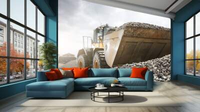 Excavator moving sand Wall mural