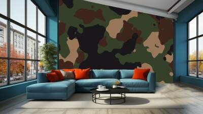 seamless green and brown classic fashion woodland camo pattern vector Wall mural