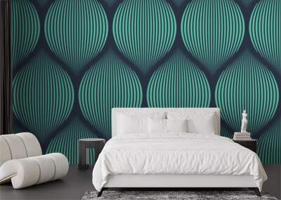 Seamless neon blue optical illusion woven pattern vector Wall mural