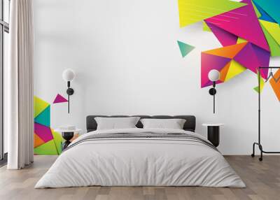 Abstract 3d crystal colorful geometric shape with white space for your design Wall mural