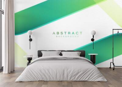 Abstract background with a green geometric curve line. Modern minimal trendy lines pattern horizontal. Vector illustration Wall mural