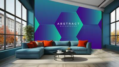 Abstract blue and purple hexagon shapes pattern background. Futuristic digital technology concept. Vector illustration Wall mural