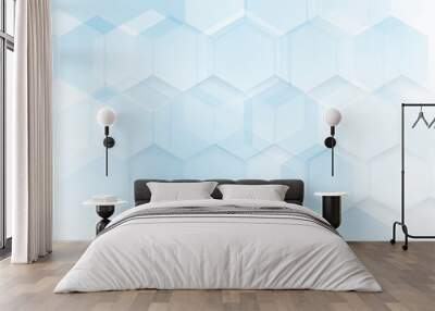 Abstract blue and white hexagon background. Technology and Healthcare concept background. Vector illustration Wall mural