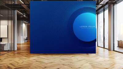 Abstract blue circle geometric simple lines background. Futuristic technology banner. Vector Wall mural