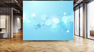 Abstract blue geometric hexagon Futuristic concept background Wall mural