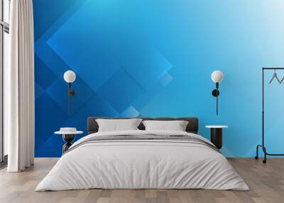 Abstract blue geometric shape technology digital hi tech concept background. Space for your text Wall mural