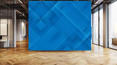 Abstract blue square grid with Futuristic technology digital hi tech concept background Wall mural