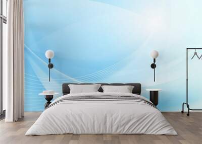 Abstract blue wavy with blurred light curved lines background Wall mural