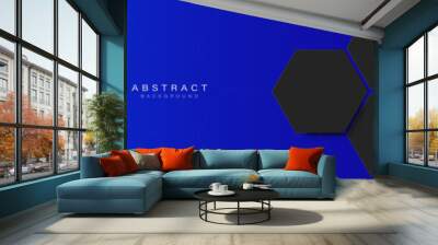 Abstract Futuristic technology banner. Abstract black hexagon on blue background. Vector illustration Wall mural