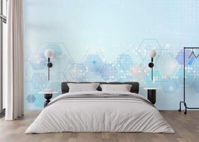 Abstract geometric hexagons shape medicine and science concept background. Vector illustration Wall mural