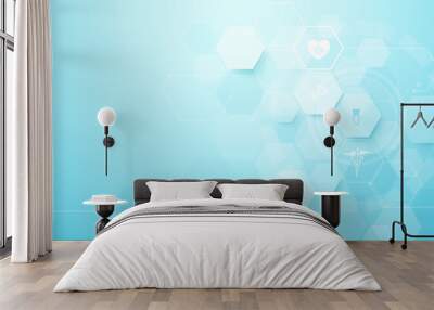 Abstract geometric hexagons shape medicine and science concept background Wall mural