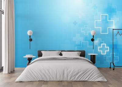 Abstract geometric medical cross shape medicine and science concept background Wall mural