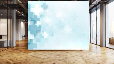 abstract medical cross shape medicine and science concept on soft blue background Wall mural