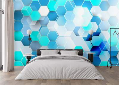 Abstract technology digital hi tech hexagons concept background. Space for your text Wall mural