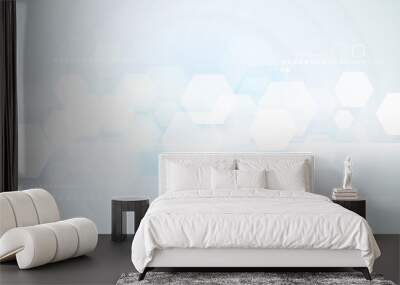 abstract technology digital hi tech hexagons concept background Wall mural