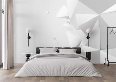 Abstract white 3d low polygonal background. Vector illustration Wall mural